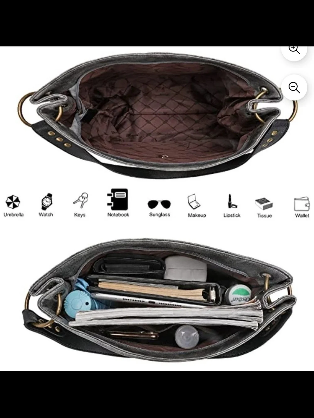 Montana West Pearl Silver and Black Hobo Shoulder Bag - Picture 4 of 6